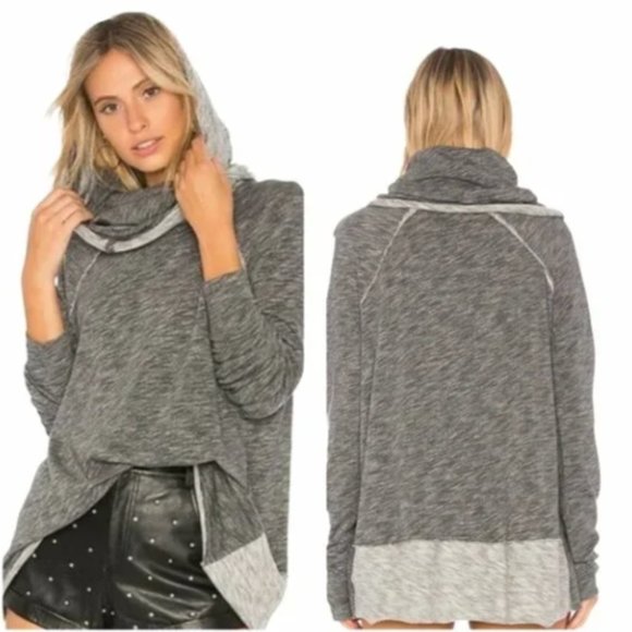 Free People FP Beach Cowl Neck Cocoon Pullover Size‎ XS/S Top Long Sleeve Gray - Picture 1 of 12